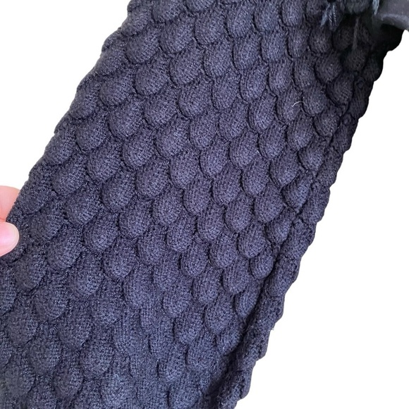 Anthropologie Dolan Boho Fringed Knit Sweater Mock Neck Puff Sleeves Black XXS - Picture 15 of 16